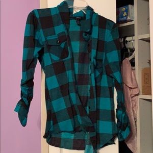 Turquoise and black flannel
